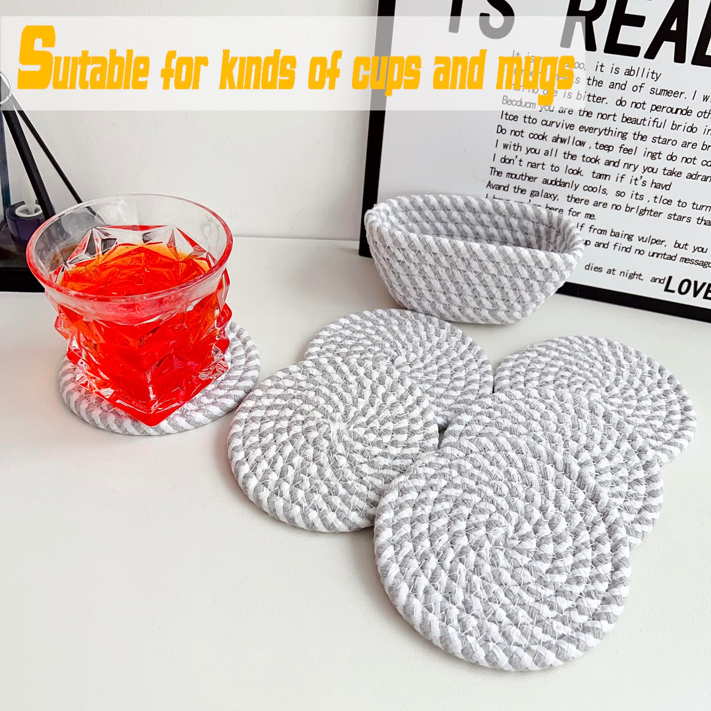 Verres à sous-verre Boho avec panier de rangement