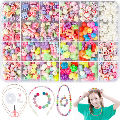 Beads to string, kids jewelry bracelets craft kit do it yourself, jewelry craft kit DIY stringing set bracelet necklaces