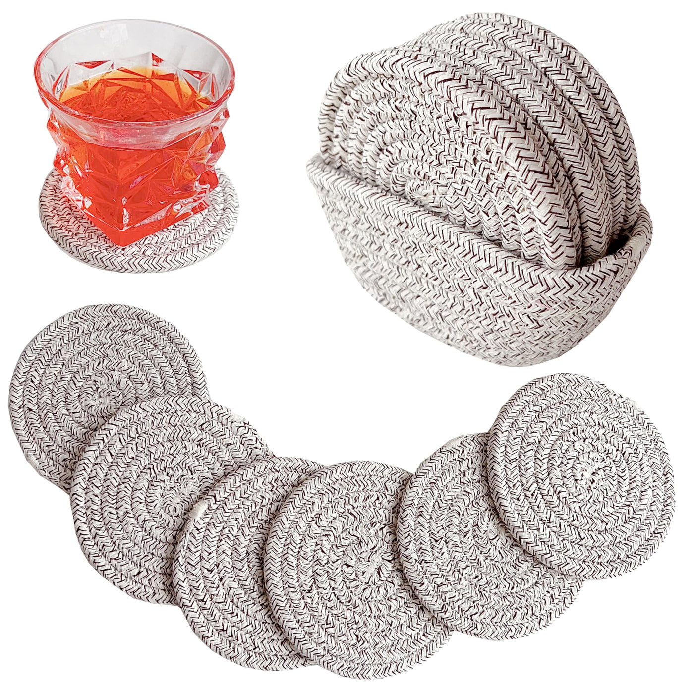 Verres à sous-verre Boho avec panier de rangement