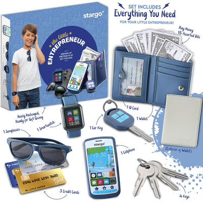 Portefeuille de Jeu pour Garçons avec Argent et Jeu de Rôle Jouet Clés de Téléphone Portable Lunettes de Soleil Sac à Main pour Tout-petits pour Enfants