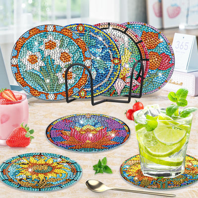 9 PCS Diamond Painting Coasters with Holder