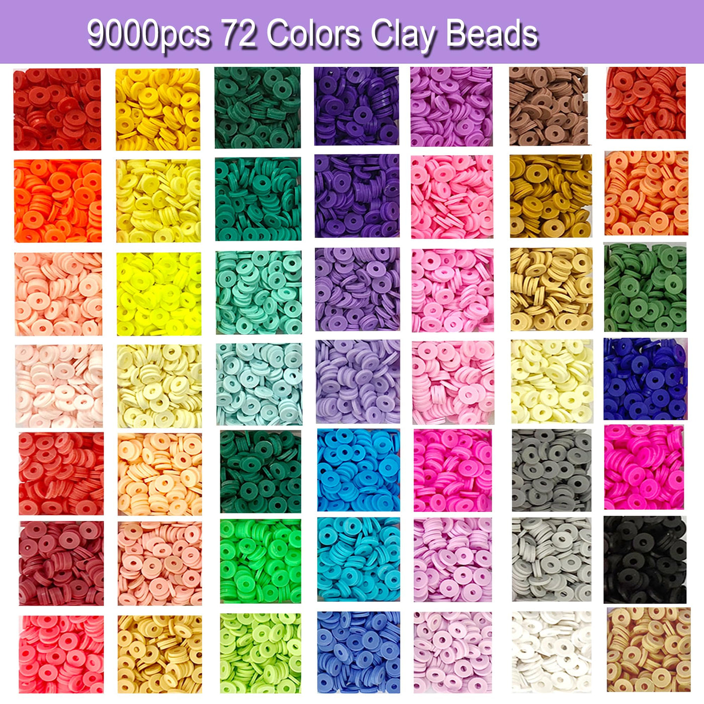 Beads for stringing, 10000+pcs Clay Beads Set Heishi Beads Set Jewelry Polymer Clay Beads, DIY Bead Set for Bracelets Heishi Beads