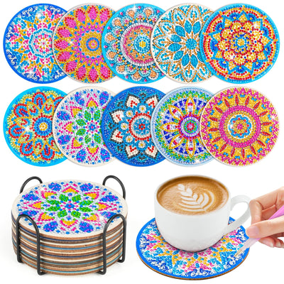 10pcs Diamond Painting Coasters With Holder