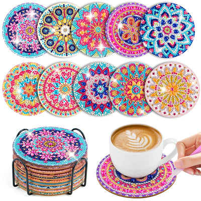 10pcs Diamond Painting Coasters With Holder
