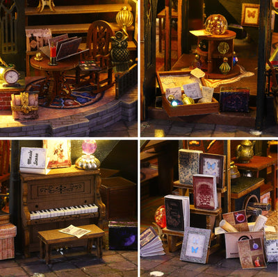 DIY Miniature Dollhouse Kit with Wooden Furniture,DIY Dollhouse Kit with Dust Proof Cover, Music Box and LED