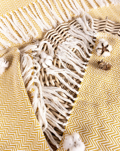 Premium bedspread with fringes - cotton blanket as bed throw, couch throw