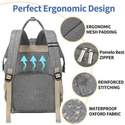 Wickelrucksack stylischer Wickelrucksack mit Wickelauflage multifunktionaler wasserabweisender Großraumrucksack für unterwegs