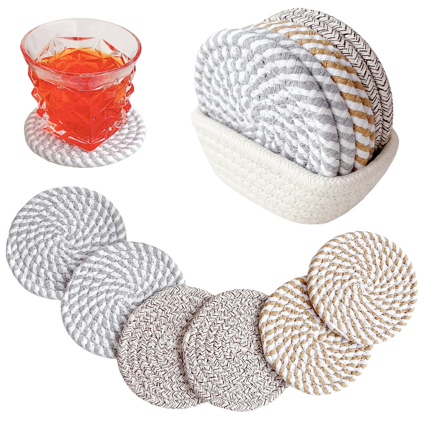 Verres à sous-verre Boho avec panier de rangement