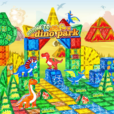 Magnetic tiles children's toy dinosaur toy, STEM magnetic building blocks