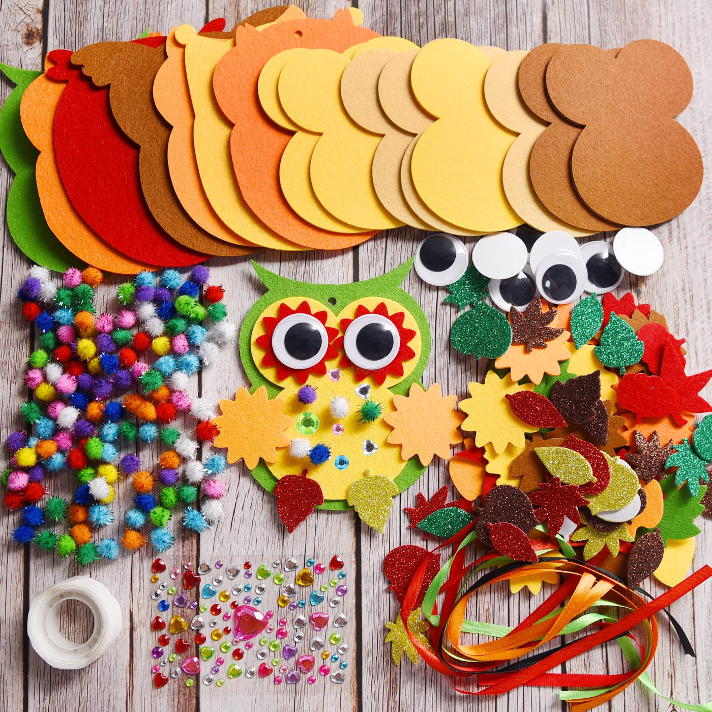 Felt craft set for decoration, 6 pieces Owl craft set, fall crafts for children, creative sets and craft supplies for children
