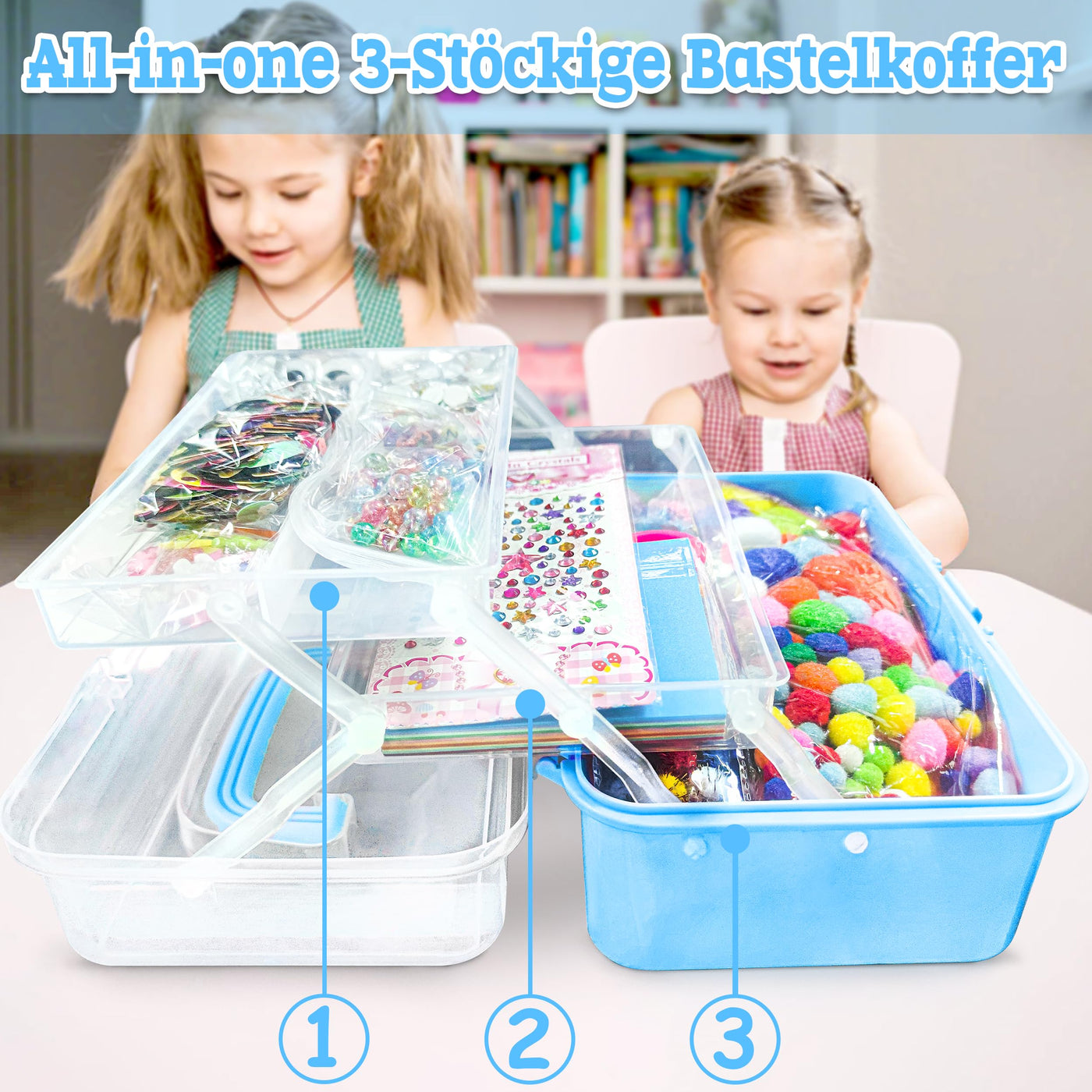 3000+Pcs Craft Kit Includes Pompoms,Pipe Cleaner,Scrapbooking