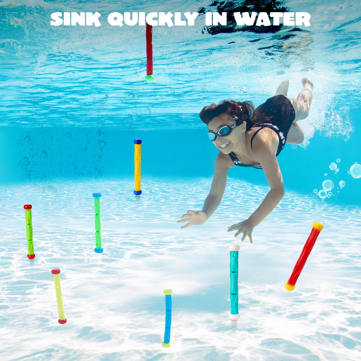 Pieces of diving sticks, water toys