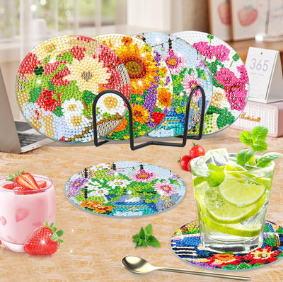 6 PCS Diamond Painting Coasters with Holder