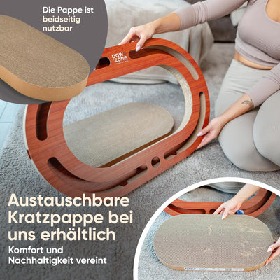 Planche à gratter - Peut être utilisée des Deux Côtés + Carton Interchangeable - Comprend un jouet pour Chat-Carton à gratter XXL de Haute Qualité en MDF Robuste-Tapis à gratter