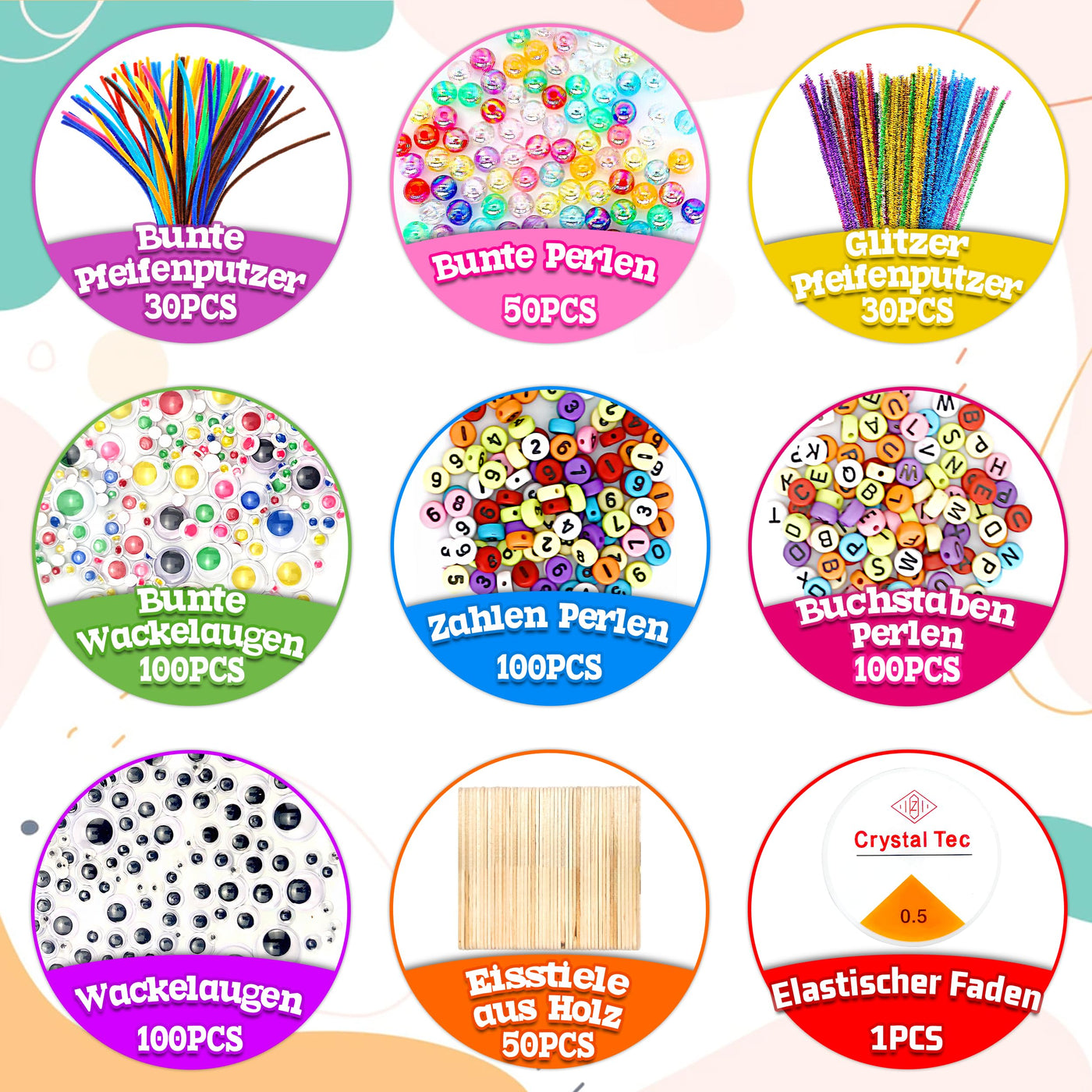 3000+Pcs Craft Kit Includes Pompoms,Pipe Cleaner,Scrapbooking