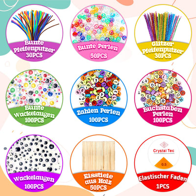 3000+Pcs Craft Kit Includes Pompoms,Pipe Cleaner,Scrapbooking