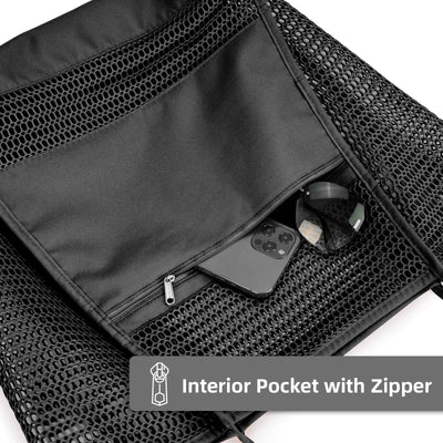 Sac de plage en maille avec poche intérieure zippée, sac à bandoulière pour femmes, sac de natation, sacs à main pliables
