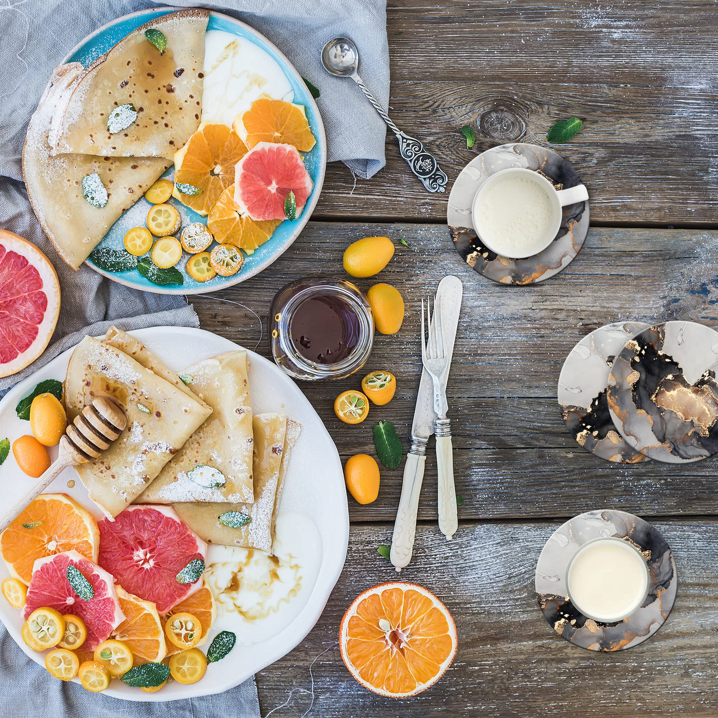 Sous-verres pour boissons, Sous-verres en céramique avec base en liège