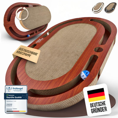 Planche à gratter - Peut être utilisée des Deux Côtés + Carton Interchangeable - Comprend un jouet pour Chat-Carton à gratter XXL de Haute Qualité en MDF Robuste-Tapis à gratter