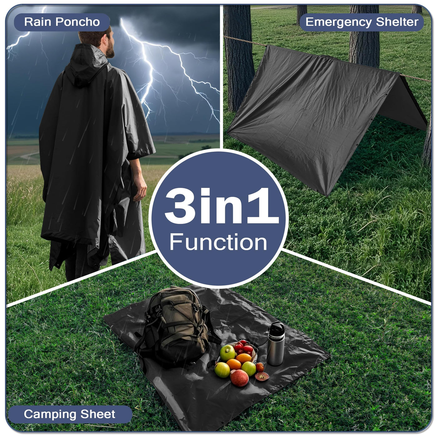 Rain Poncho Waterproof Rain Cape with Hood