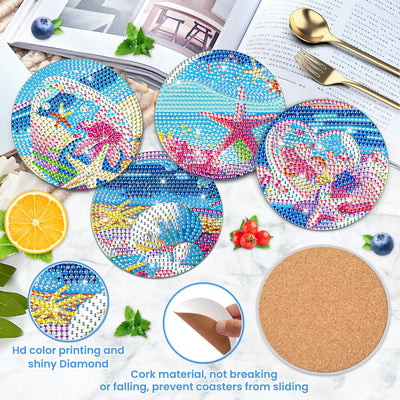 6 PCS Diamond Painting Coasters with Holder