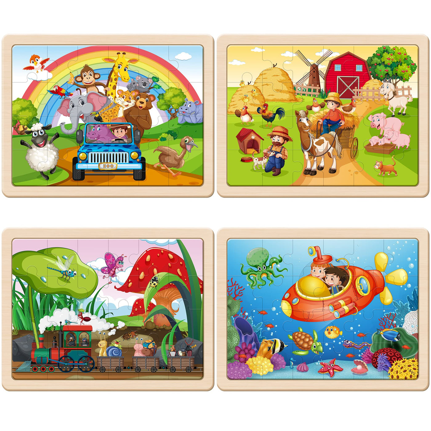 Children's animal wooden puzzle, preschool Educational toy