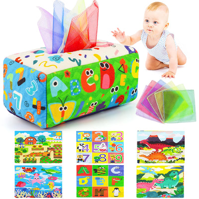 Tissue box toys ,Contrast baby toys