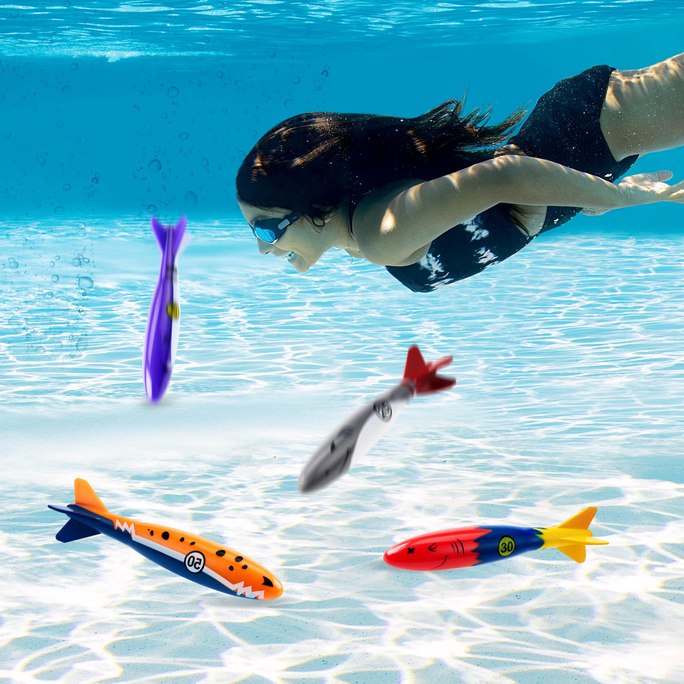8 pieces torpedo, shark, diving toy for children
