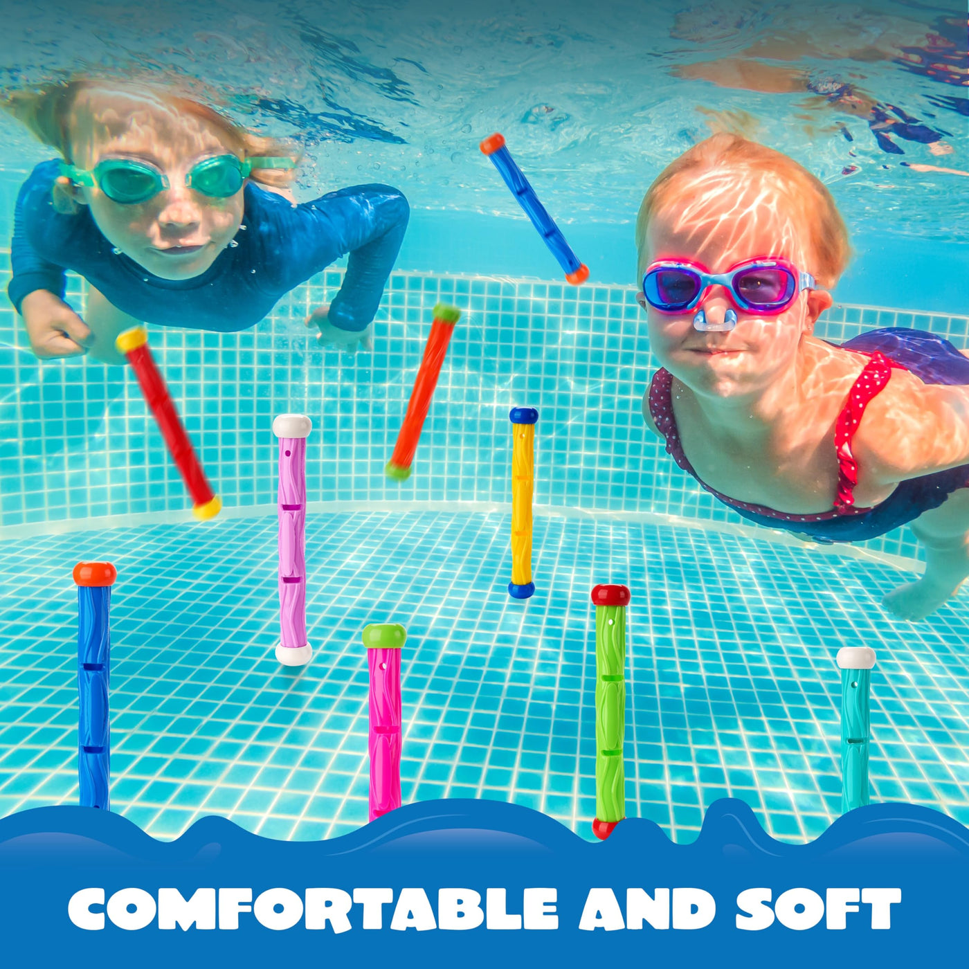 Pieces of diving sticks, water toys