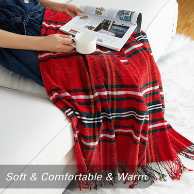 Christmas blanket soft knitted wool blanket tassel