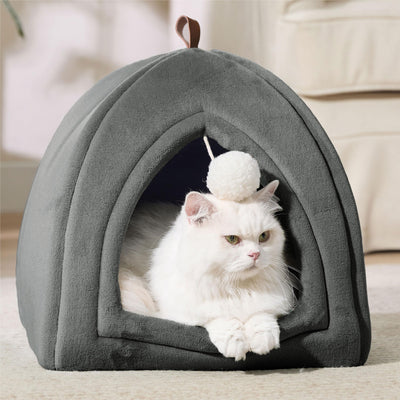 Lit Pliable pour Chat avec Coussin Lavable, Tente pour Chat pour Chatons, Petit, Moyen Animal de Compagnie, Maison pour Chat Douce et Chaude pour l'intérieur