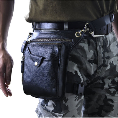 Genuine leather bag leg bag outer leg bag travel hip bag hiking climbing thigh bag