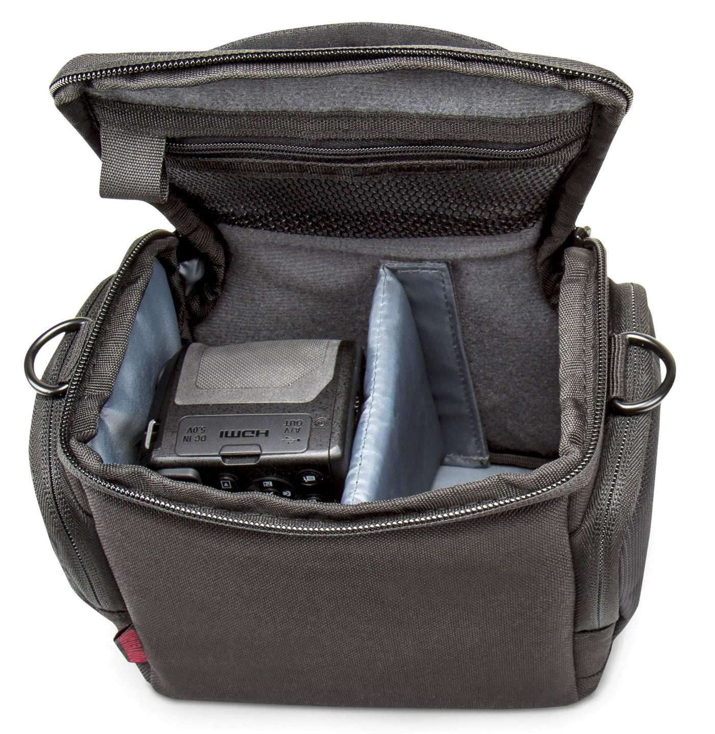 DSLM photo/camera bag system L with accessory compartments and carrying strap - suitable for bridge camera or system camera