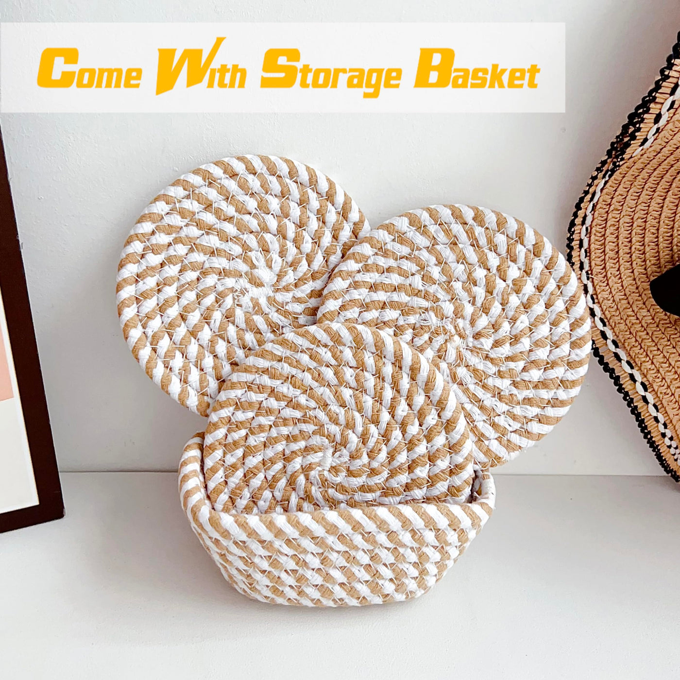 Verres à sous-verre Boho avec panier de rangement