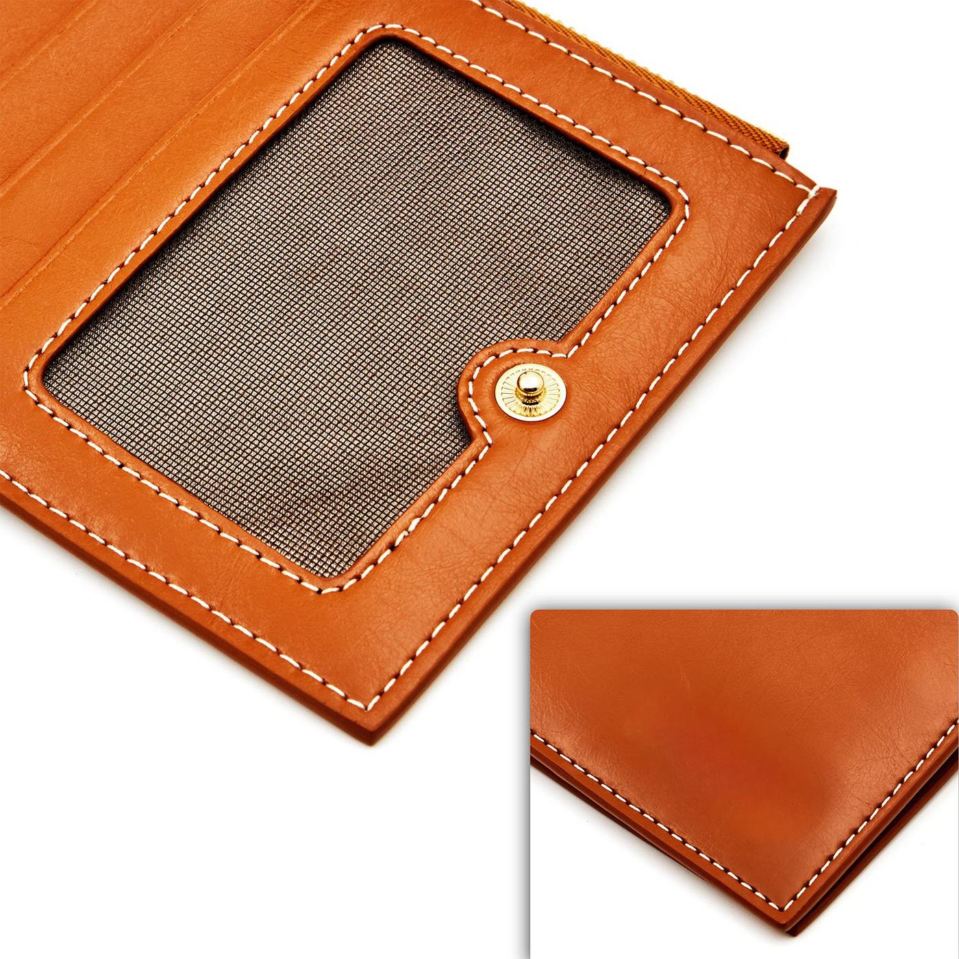 Portefeuille en cuir véritable Porte carte de crédit avec blocage RFID Portefeuille à fermeture éclair Téléphone portable