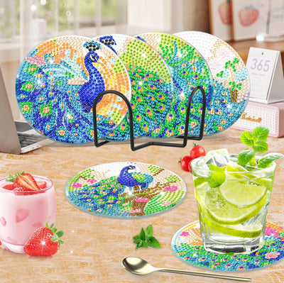 8 PCS Diamond Painting Coasters with Holder
