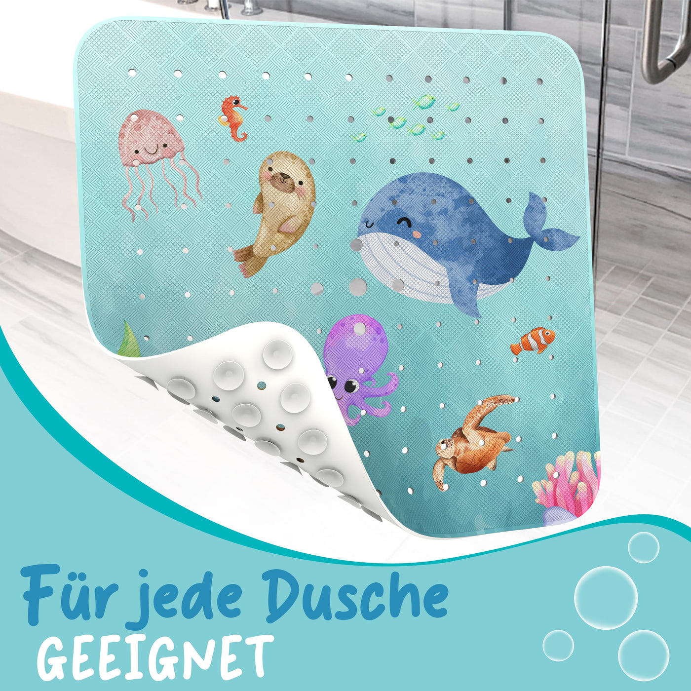 Tapis de douche antidérapant, avec suspension I Tapis de douche antidérapant sans BPA, sans plastifiants