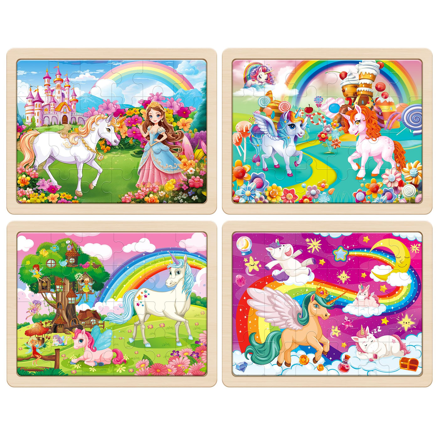 Puzzle unicorn princess parts children wooden puzzle, preschool educational toy