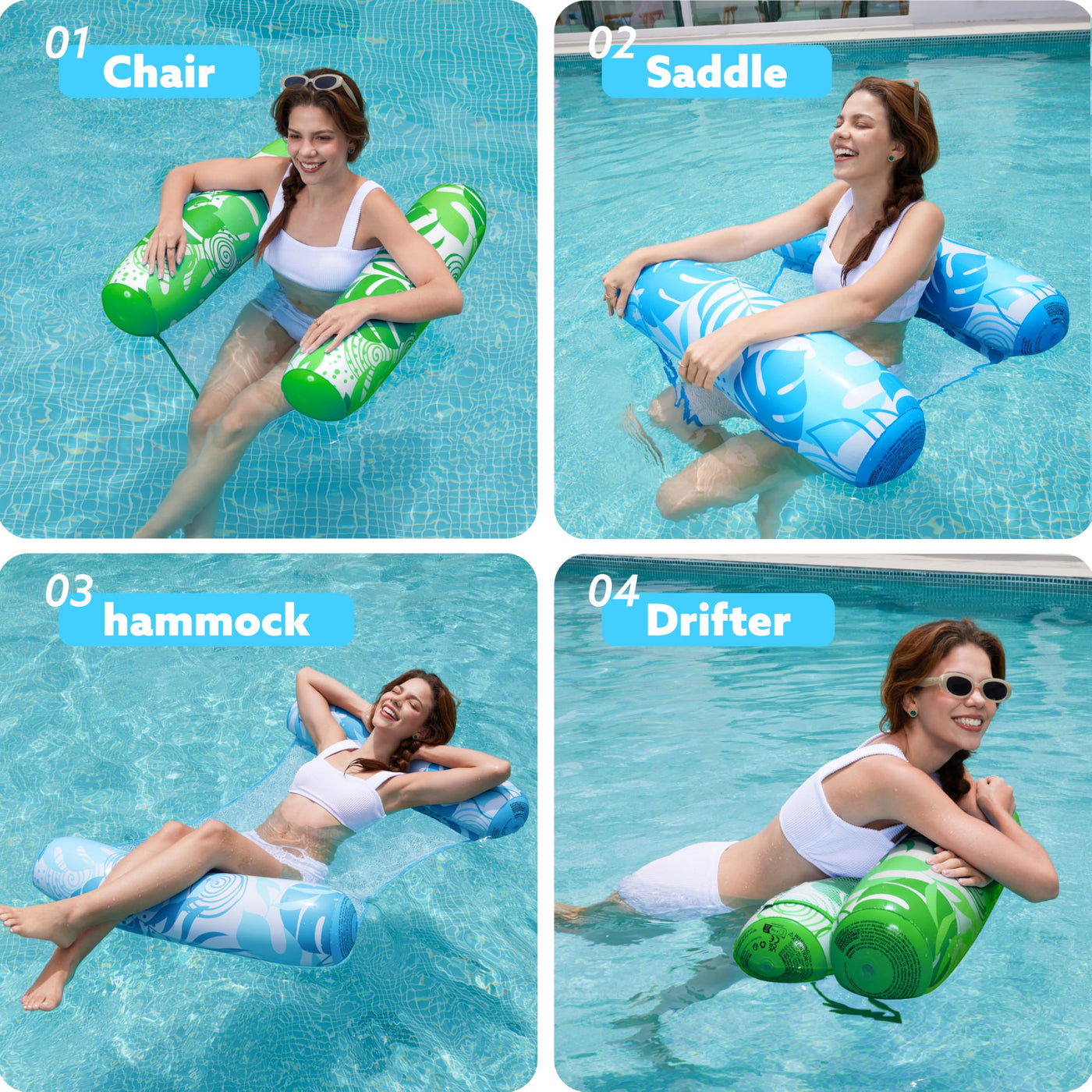 2 Paquets de Flotteurs de Piscine Hamac Adultes