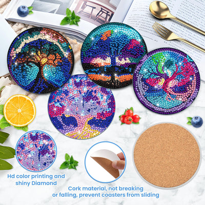 8 PCS Diamond Painting Coasters with Holder