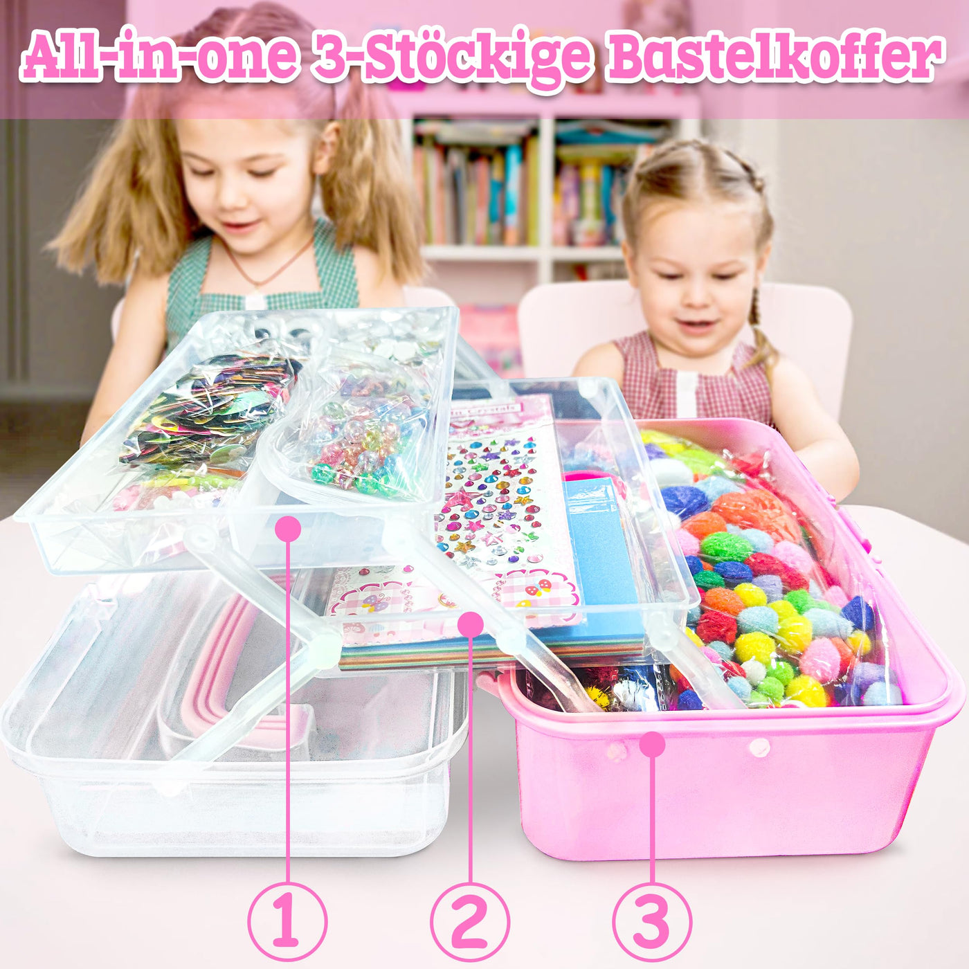 3000+Pcs Craft Kit Includes Pompoms,Pipe Cleaner,Scrapbooking