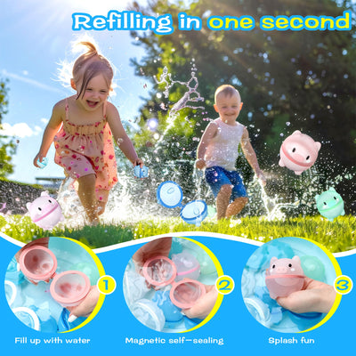 16 pièces de ballons d'eau réutilisables pour enfants et adultes, ballons d'eau à fermeture automatique