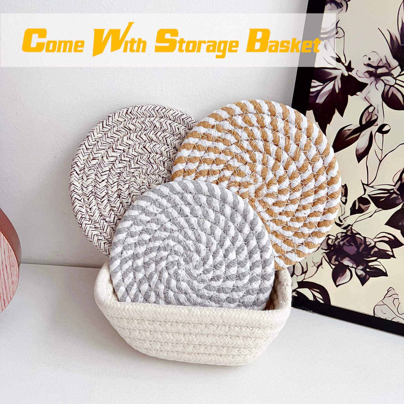 Verres à sous-verre Boho avec panier de rangement