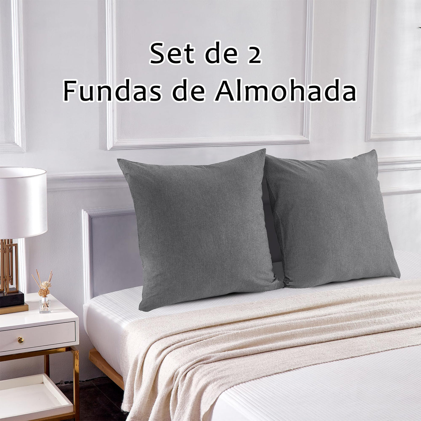 Cushion cover set of 2 - Washed cotton cushion covers with a look and breathable cushion cover