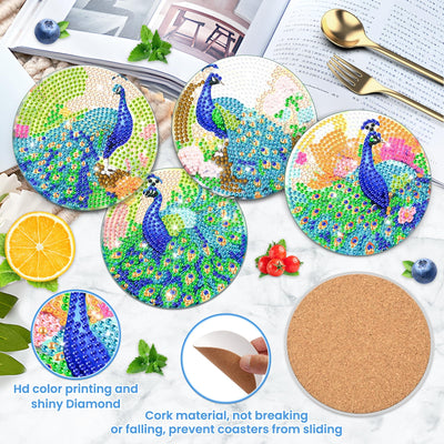 8 PCS Diamond Painting Coasters with Holder