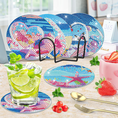 6 PCS Diamond Painting Coasters with Holder