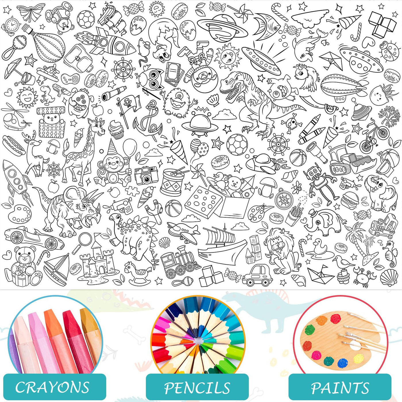 Paper tablecloth for children to color, dinosaur coloring tablecloth dinosaur coloring tablecloth