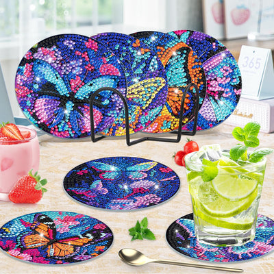 8 PCS Diamond Painting Coasters with Holder