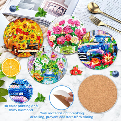 6 PCS Diamond Painting Coasters with Holder