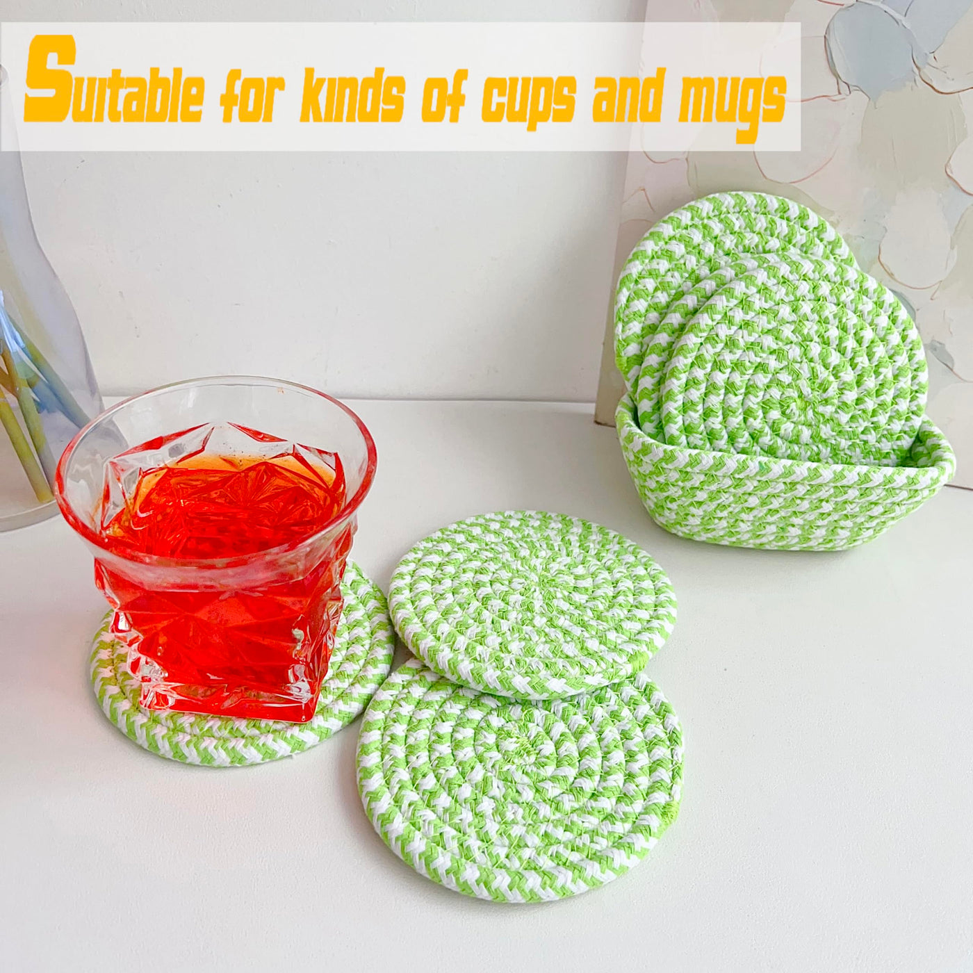 Verres à sous-verre Boho avec panier de rangement